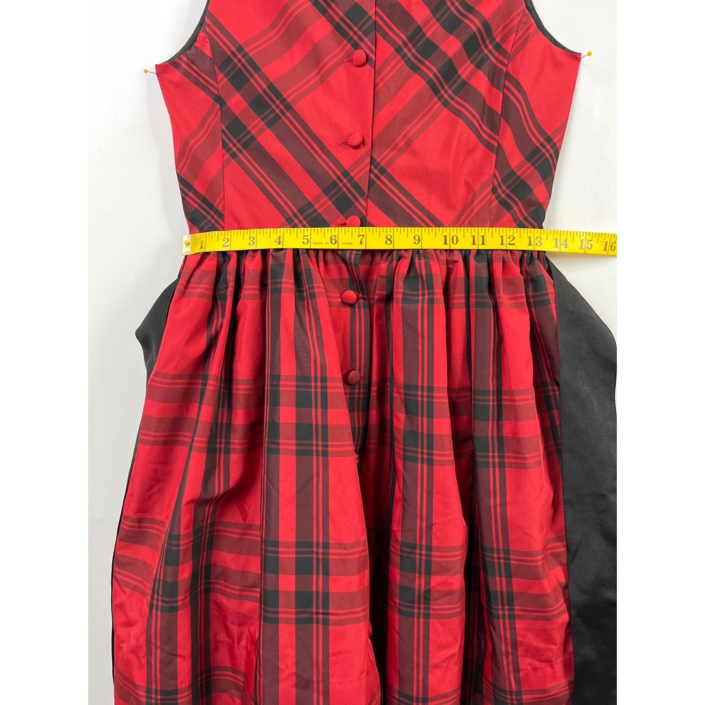 Polo Ralph Lauren Plaid Dress Girls 14 Red Black Tartan Holiday Fit Flare Bow - Picture 8 of 14